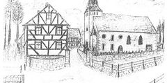 Kirche von Dietershausen um das Jahr 1895 (Zeichnung von Otto Gramm)